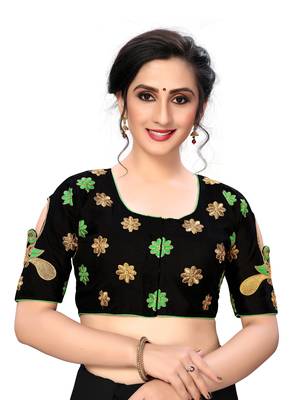 Black Women'S Embroiderey Santoon Silk Blouse 1