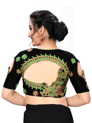 Black Women'S Embroiderey Santoon Silk Blouse 2