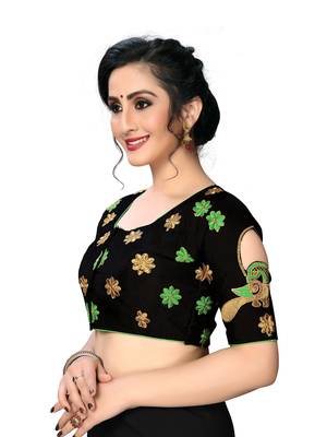 Black Women'S Embroiderey Santoon Silk Blouse 3