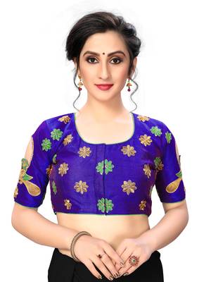 Blue Women'S Embroiderey Santoon Silk Blouse 1