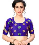 Blue Women'S Embroiderey Santoon Silk Blouse