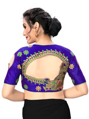 Blue Women'S Embroiderey Santoon Silk Blouse 2