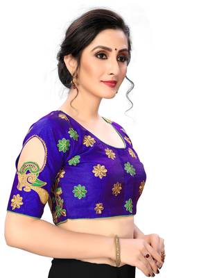 Blue Women'S Embroiderey Santoon Silk Blouse 3