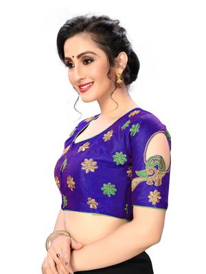 Blue Women'S Embroiderey Santoon Silk Blouse 4