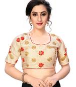 Cream Women'S Embroiderey Santoon Silk Blouse