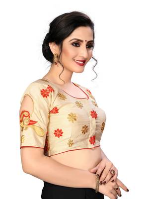 Cream Women'S Embroiderey Santoon Silk Blouse 4
