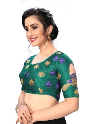 Green Women'S Embroiderey Santoon Silk Blouse 3