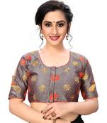 Grey Women'S Embroiderey Santoon Silk Blouse