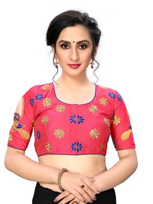 Pink Women'S Embroiderey Santoon Silk Blouse 1