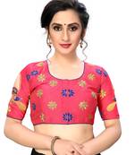 Pink Women'S Embroiderey Santoon Silk Blouse