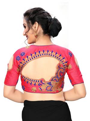 Pink Women'S Embroiderey Santoon Silk Blouse 2