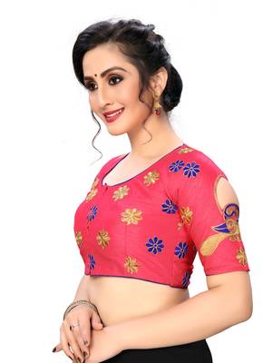 Pink Women'S Embroiderey Santoon Silk Blouse 3