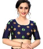 Blue Women'S Embroiderey Santoon Silk Blouse