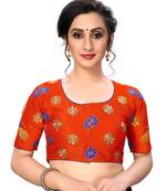 Orange Women'S Embroiderey Santoon Silk Blouse