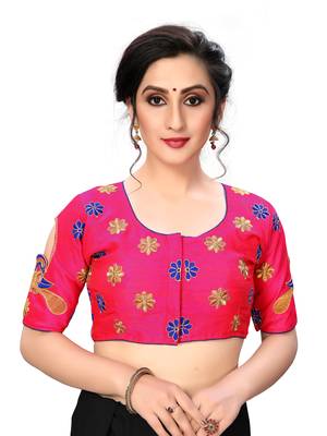 Pink Women'S Embroiderey Santoon Silk Blouse 1