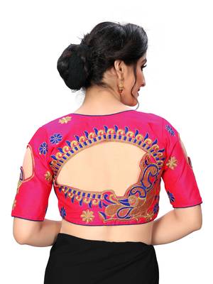 Pink Women'S Embroiderey Santoon Silk Blouse 2