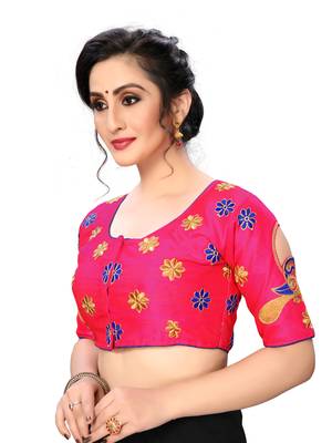 Pink Women'S Embroiderey Santoon Silk Blouse 3
