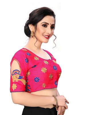 Pink Women'S Embroiderey Santoon Silk Blouse 4