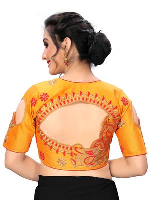 Yellow Women'S Embroiderey Santoon Silk Blouse 2