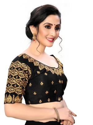 Black Women'S Embroiderey Santoon Silk Blouse 4