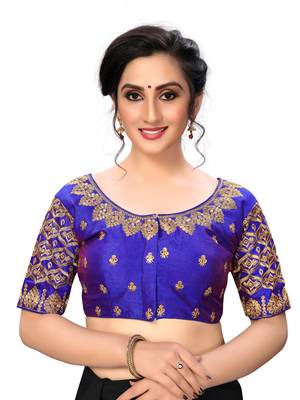 Blue Women'S Embroiderey Santoon Silk Blouse 1