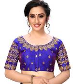 Blue Women'S Embroiderey Santoon Silk Blouse