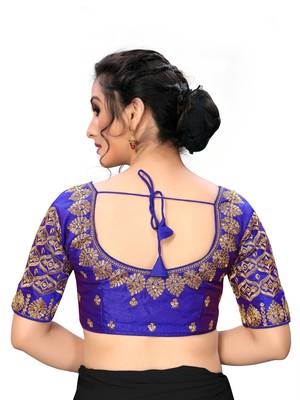 Blue Women'S Embroiderey Santoon Silk Blouse 2