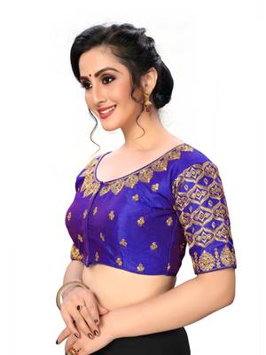 Blue Women'S Embroiderey Santoon Silk Blouse 3