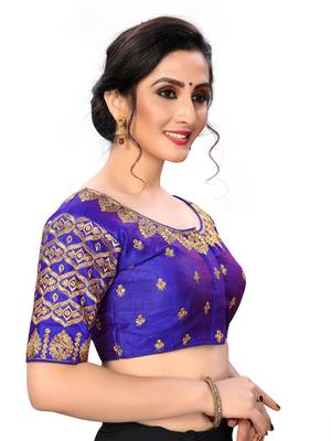 Blue Women'S Embroiderey Santoon Silk Blouse 4