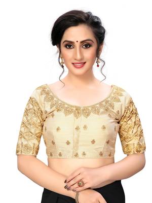 Cream Women'S Embroiderey Santoon Silk Blouse 1
