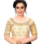 Cream Women'S Embroiderey Santoon Silk Blouse