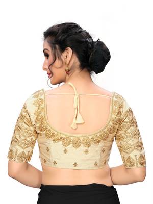 Cream Women'S Embroiderey Santoon Silk Blouse 2