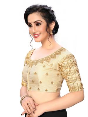 Cream Women'S Embroiderey Santoon Silk Blouse 3