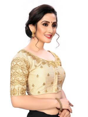 Cream Women'S Embroiderey Santoon Silk Blouse 4