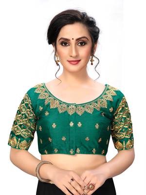 Green Women'S Embroiderey Santoon Silk Blouse 1