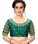 Green Women'S Embroiderey Santoon Silk Blouse