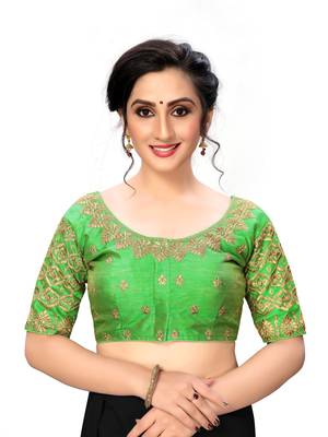 Green Women'S Embroiderey Santoon Silk Blouse 1