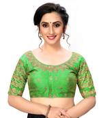 Green Women'S Embroiderey Santoon Silk Blouse