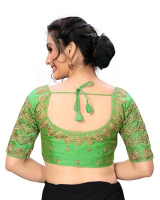 Green Women'S Embroiderey Santoon Silk Blouse 2