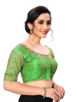 Green Women'S Embroiderey Santoon Silk Blouse 4