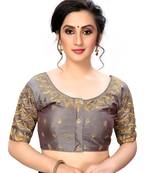 Grey Women'S Embroiderey Santoon Silk Blouse