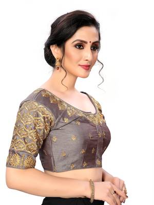 Grey Women'S Embroiderey Santoon Silk Blouse 4