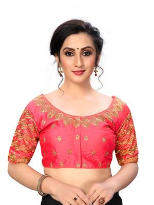 Pink Women'S Embroiderey Santoon Silk Blouse 1