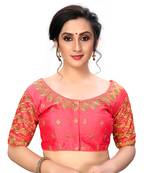 Pink Women'S Embroiderey Santoon Silk Blouse