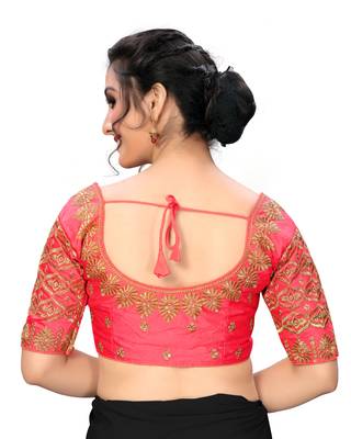 Pink Women'S Embroiderey Santoon Silk Blouse 2