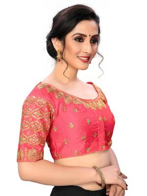 Pink Women'S Embroiderey Santoon Silk Blouse 4