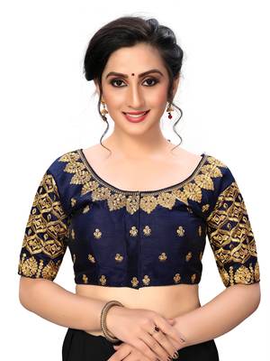 Blue Women'S Embroiderey Santoon Silk Blouse 1