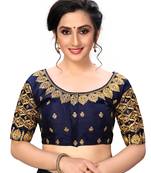 Blue Women'S Embroiderey Santoon Silk Blouse