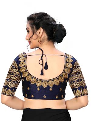 Blue Women'S Embroiderey Santoon Silk Blouse 2