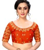 Orange Women'S Embroiderey Santoon Silk Blouse
